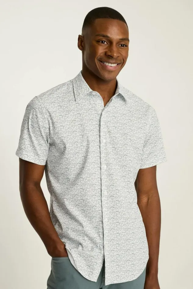 Men Tech Short Sleeve Shirt New York Foodie White Bonobos Short Sleeve Shirts