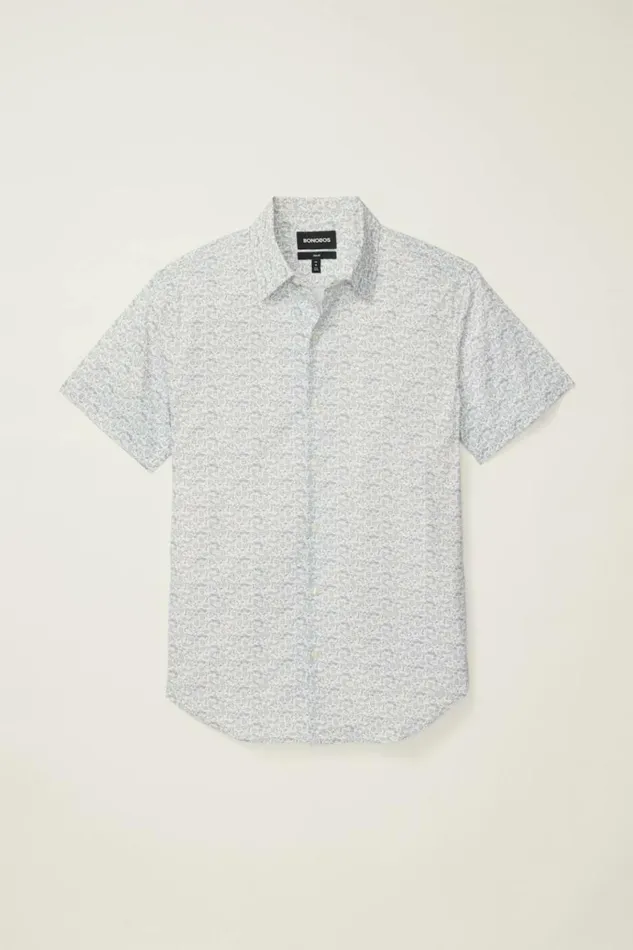 Men Tech Short Sleeve Shirt New York Foodie White Bonobos Short Sleeve Shirts