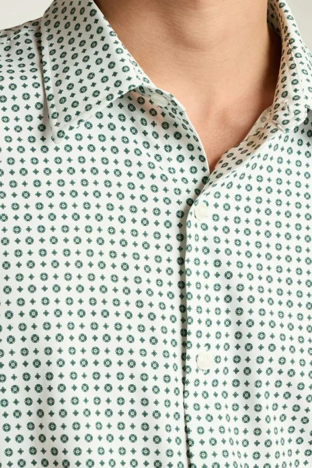 Men Tech Short Sleeve Shirt White Clocks Bonobos Short Sleeve Shirts
