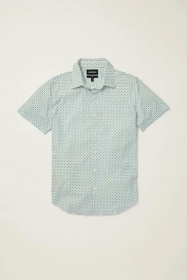 Men Tech Short Sleeve Shirt White Clocks Bonobos Short Sleeve Shirts