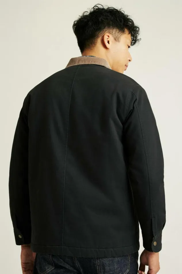 Men Teddy Fleece Lined Canvas Jacket Black Bonobos Jackets and Coats