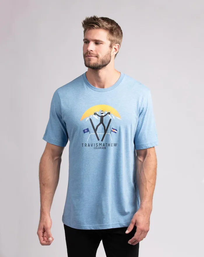 Men Tees TravisMathew CATCHIN039 AIR TEE Heather Blue