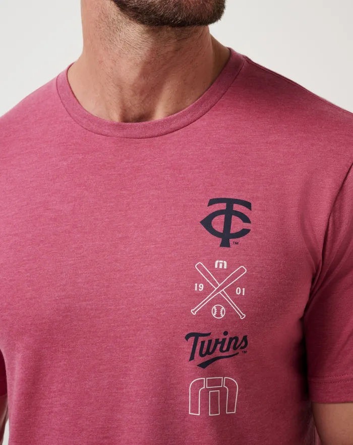 Men Tees TravisMathew MINNESOTA TWINS SUNSET SLAM 20 TEE Heather Red