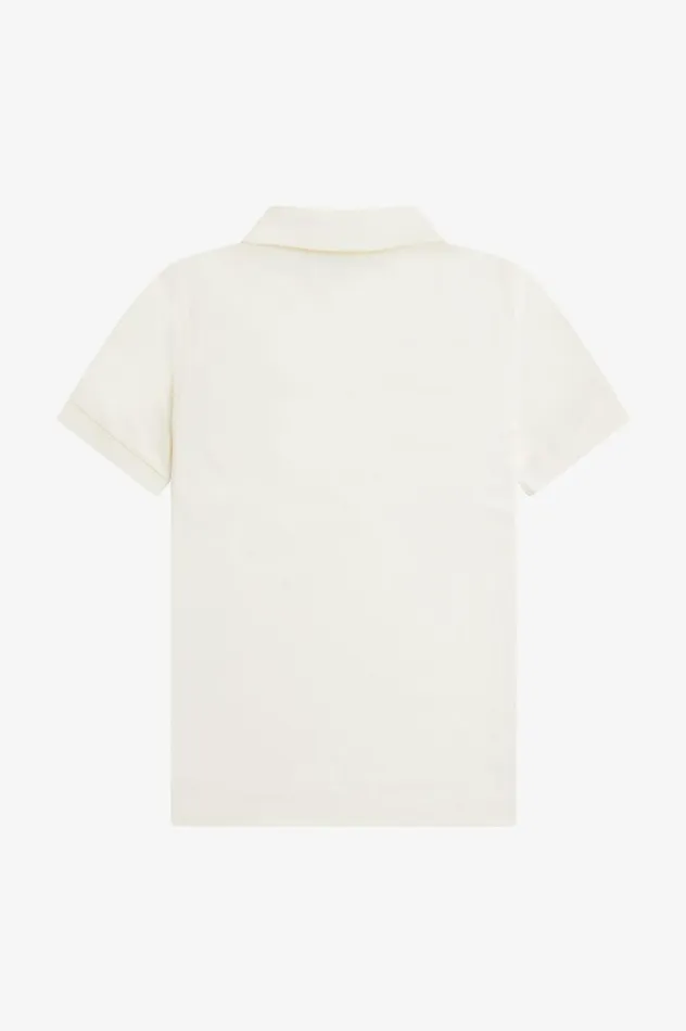 Men Textured Zip Neck Polo Shirt Ecru Fred Perry Polo Shirts