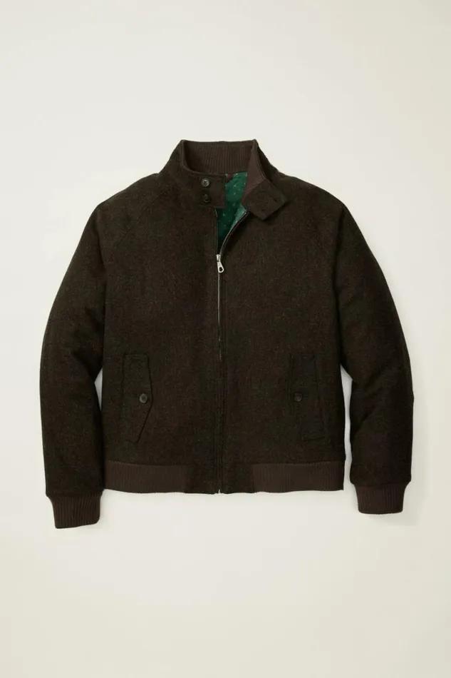 Men The Italian Wool Harrington Jacket Brown Chanteclair Bonobos Jackets and Coats