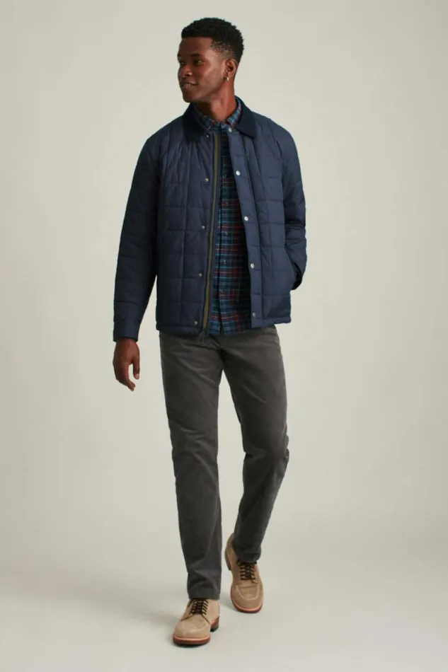 Men The Quilted Barn Jacket Navy Bonobos Jackets and Coats
