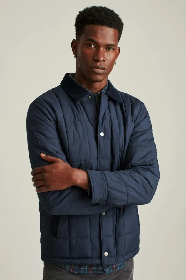 Men The Quilted Barn Jacket Navy Bonobos Jackets and Coats