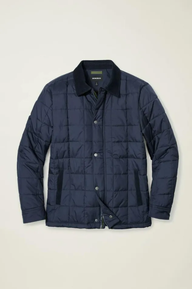 Men The Quilted Barn Jacket Navy Bonobos Jackets and Coats