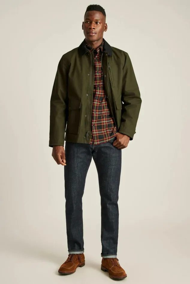 Men The Waxed Field Jacket Safari Green Bonobos Jackets and Coats