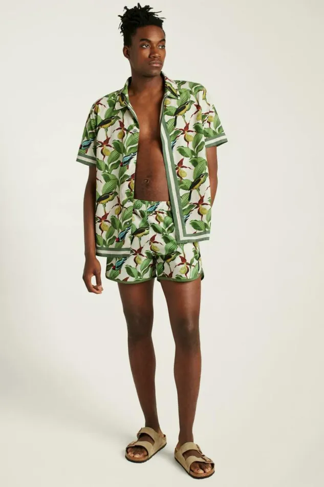 Men Throwback Swim Trunks Khaki Garden Party Bonobos Swim Trunks