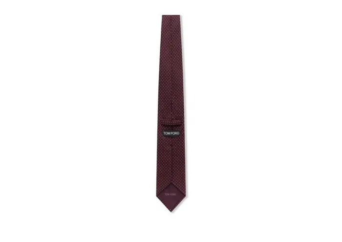 Men Ties and Bow Ties Tom Ford Pois Jacquard Tie Burgundy Men Ties and Bow Ties Tom Ford Pois Jacquard Tie Burgundy