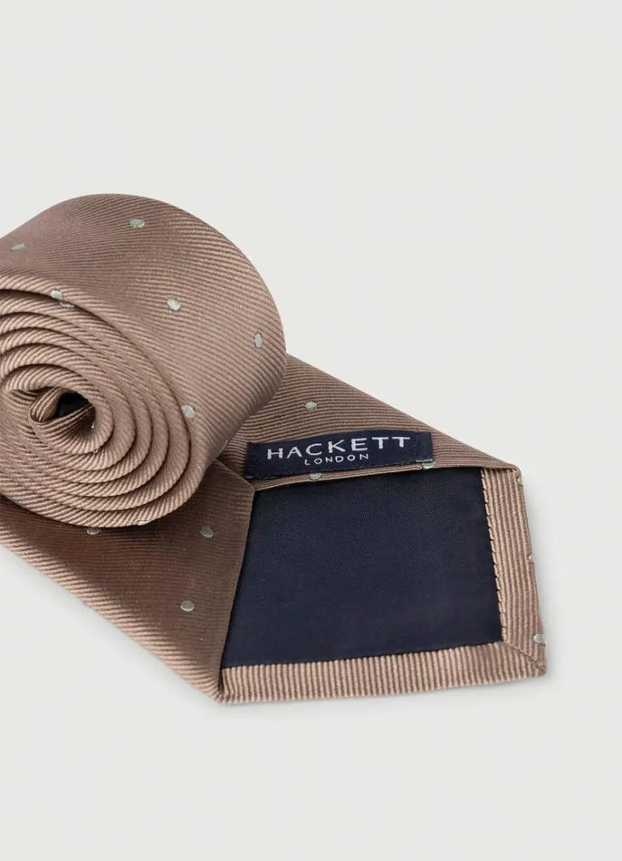 Men Ties and Pocket Squares Hackett London Polka Dot Silk Tie Champagne Beige
