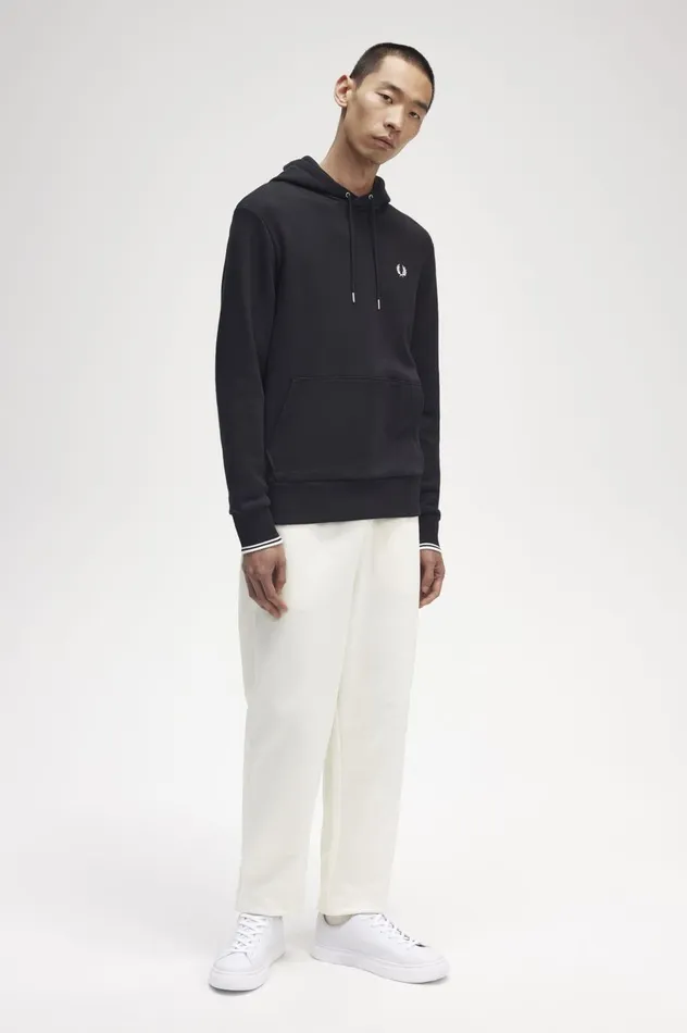 Men Tipped Hooded Sweatshirt Black Fred Perry Sweatshirts