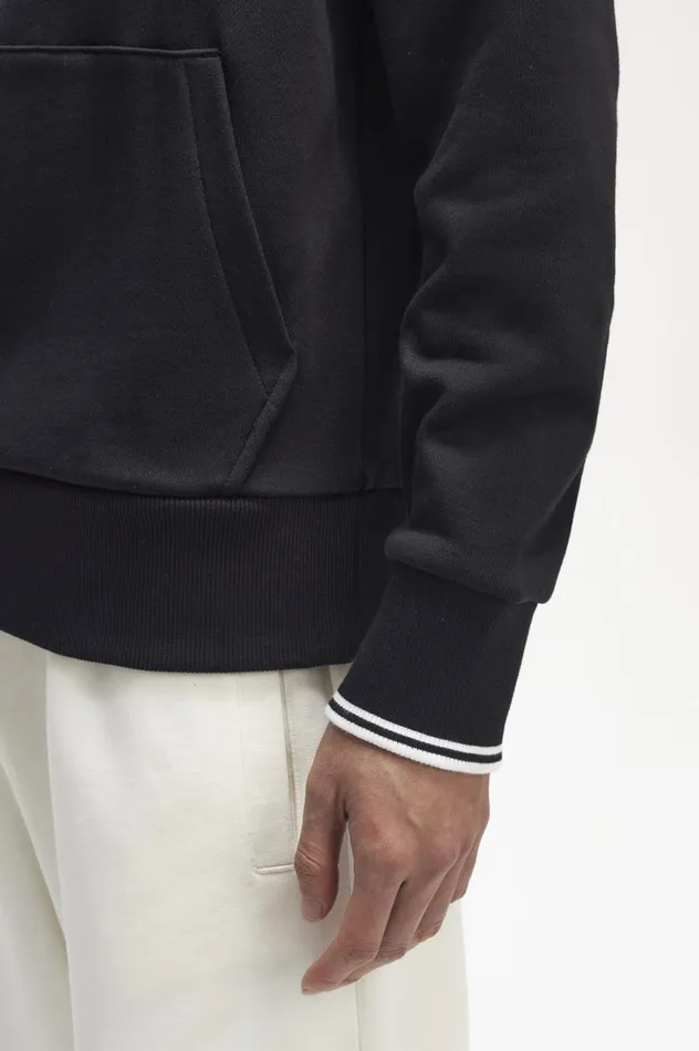 Men Tipped Hooded Sweatshirt Black Fred Perry Sweatshirts
