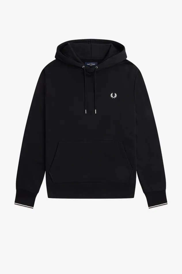 Men Tipped Hooded Sweatshirt Black Fred Perry Sweatshirts