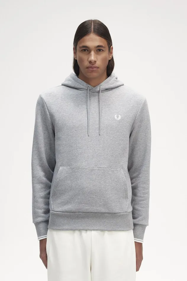 Men Tipped Hooded Sweatshirt Steel Marl Fred Perry Sweatshirts