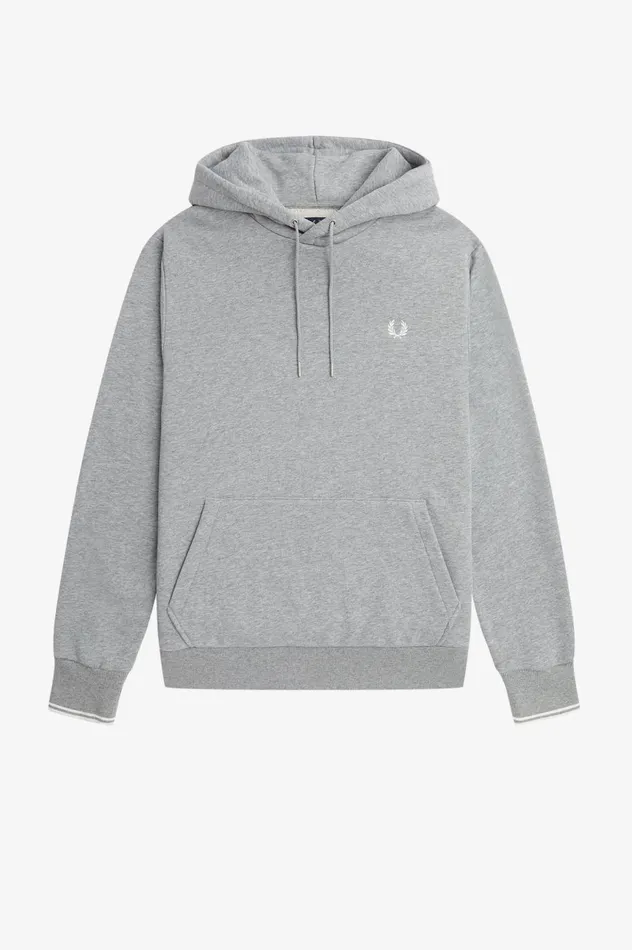 Men Tipped Hooded Sweatshirt Steel Marl Fred Perry Sweatshirts