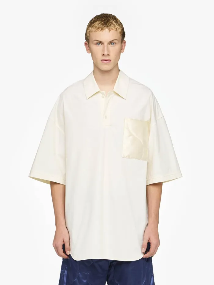 Men Tops and Shirts JW Anderson QUILTED POCKET POLO TOP Ivory Men Tops and Shirts JW Anderson QUILTED POCKET POLO TOP Ivory