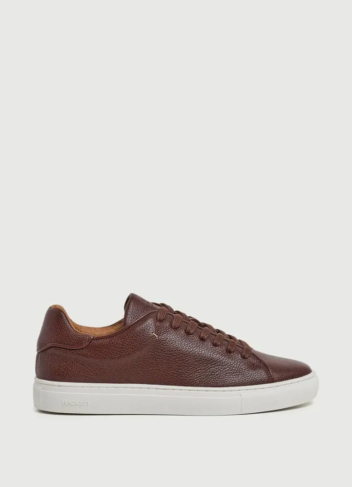 Men Trainers Hackett London Classic Leather Trainers Tan Brown