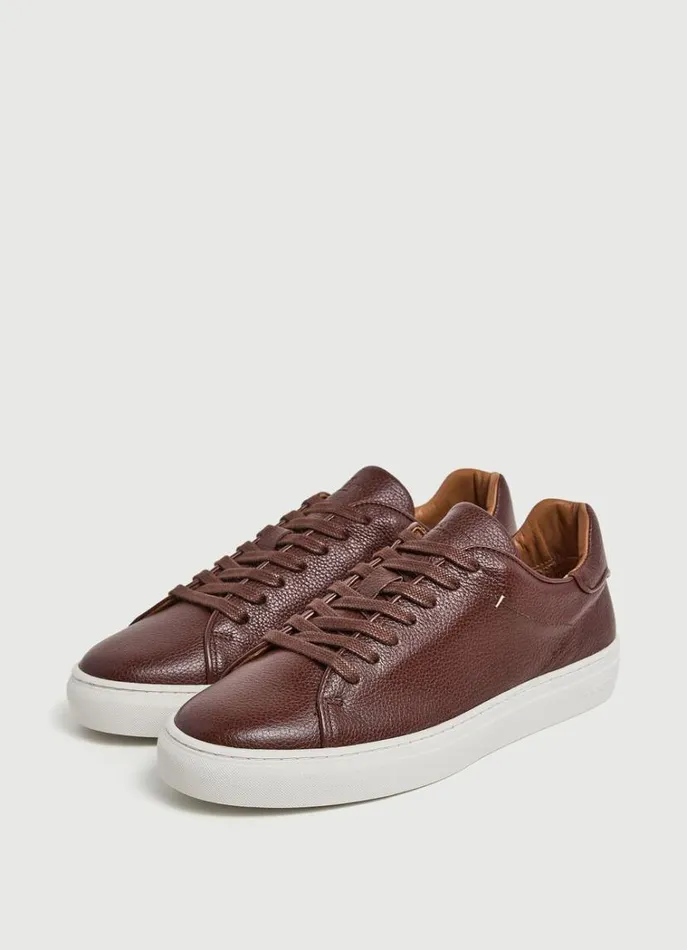 Men Trainers Hackett London Classic Leather Trainers Tan Brown