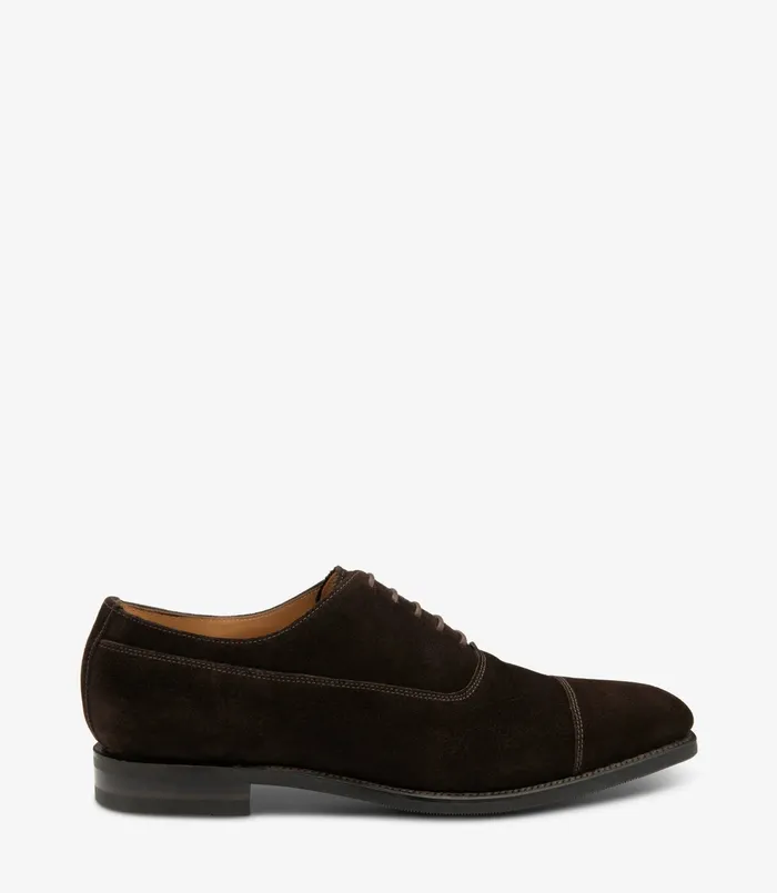 Men Truman Dark Brown Suede Toe Caps Loake