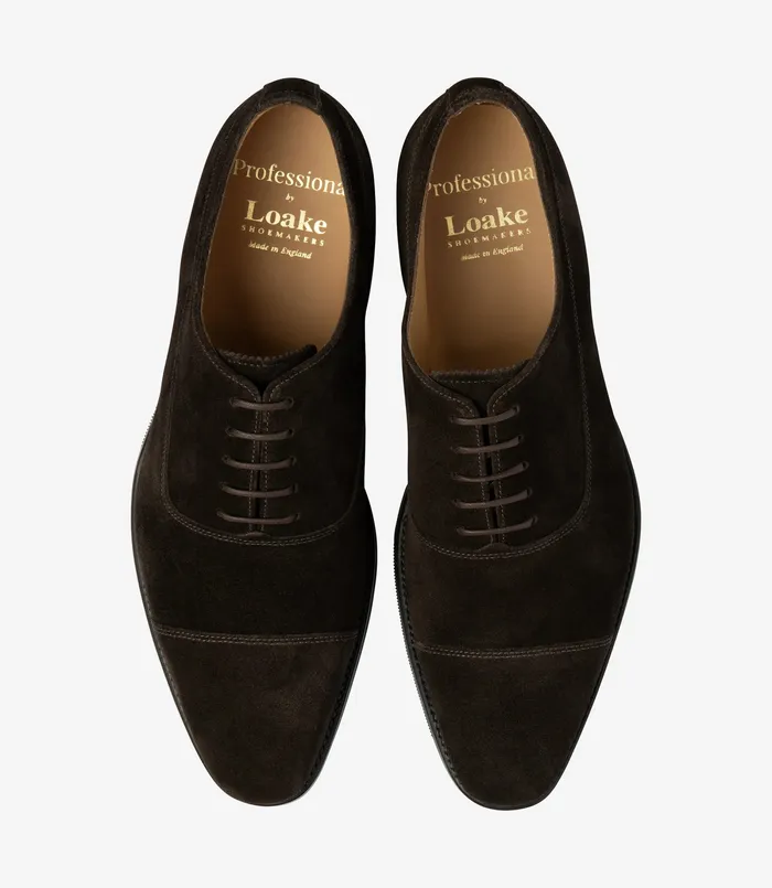 Men Truman Dark Brown Suede Toe Caps Loake Men Truman Dark Brown Suede Toe Caps Loake