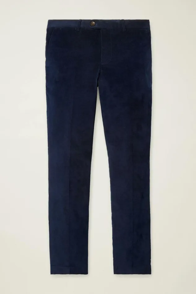 Men Velvet Trousers Maritime Blue Bonobos Dress Pants