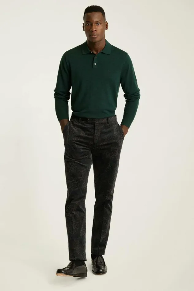 Men Velvet Trousers Navy Paisley Bonobos Dress Pants
