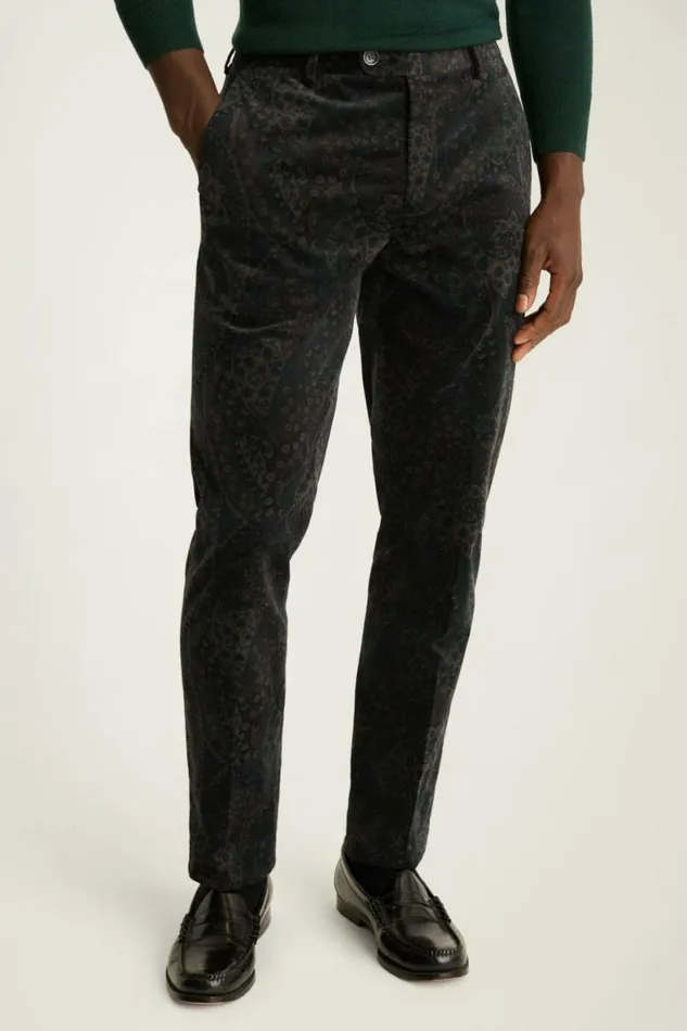 Men Velvet Trousers Navy Paisley Bonobos Dress Pants
