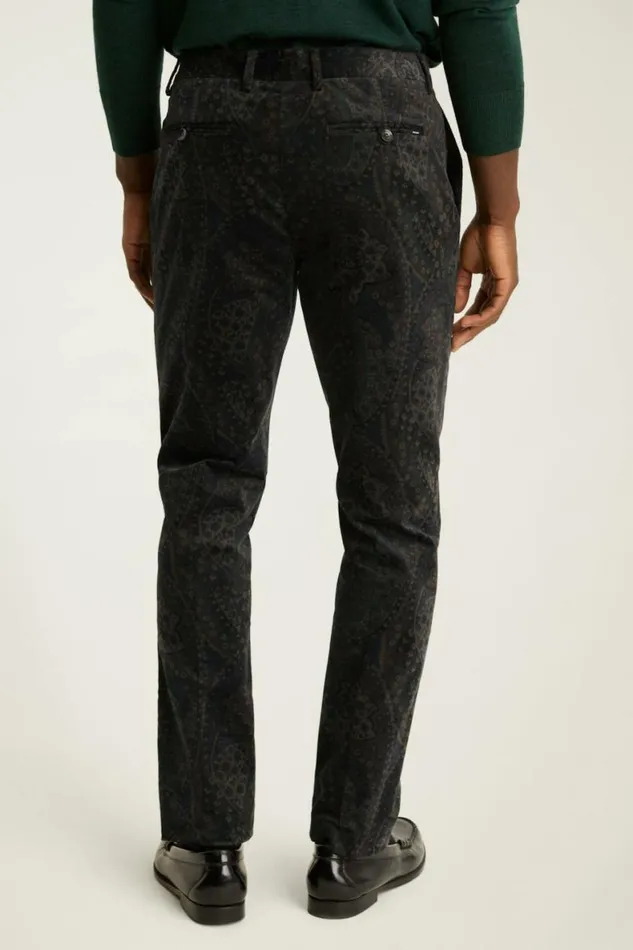 Men Velvet Trousers Navy Paisley Bonobos Dress Pants