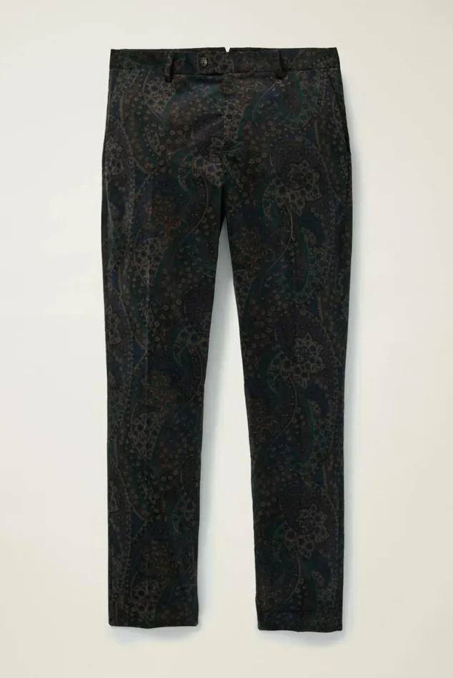 Men Velvet Trousers Navy Paisley Bonobos Dress Pants