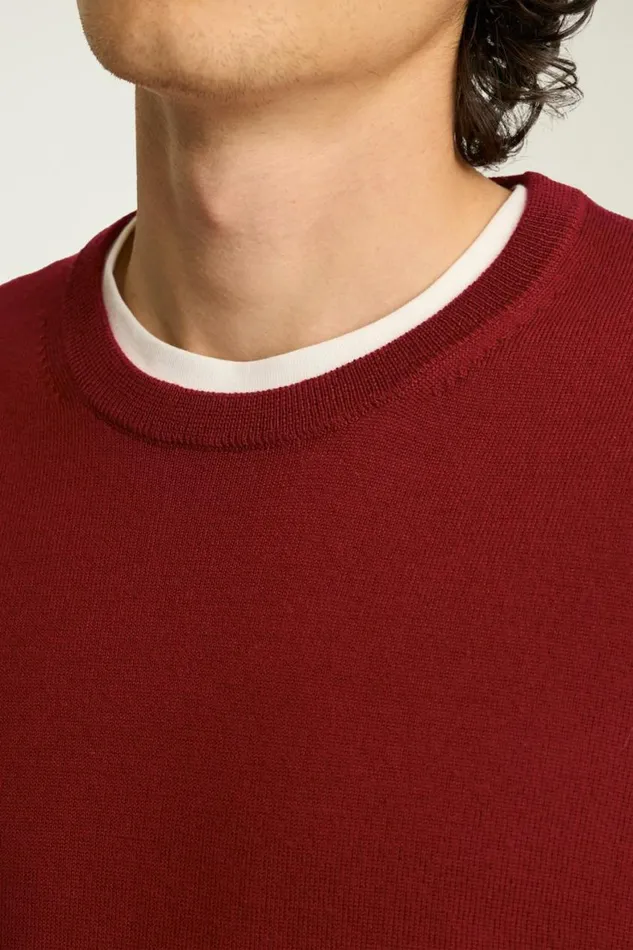 Men Washable Merino Crew Neck Sweater Dark Red Bonobos Crew and VNeck Sweaters