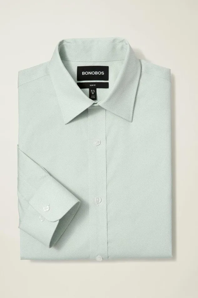 Men Weekday Warrior Dress Shirt Green Micro Geo Bonobos Business Casual Shirts