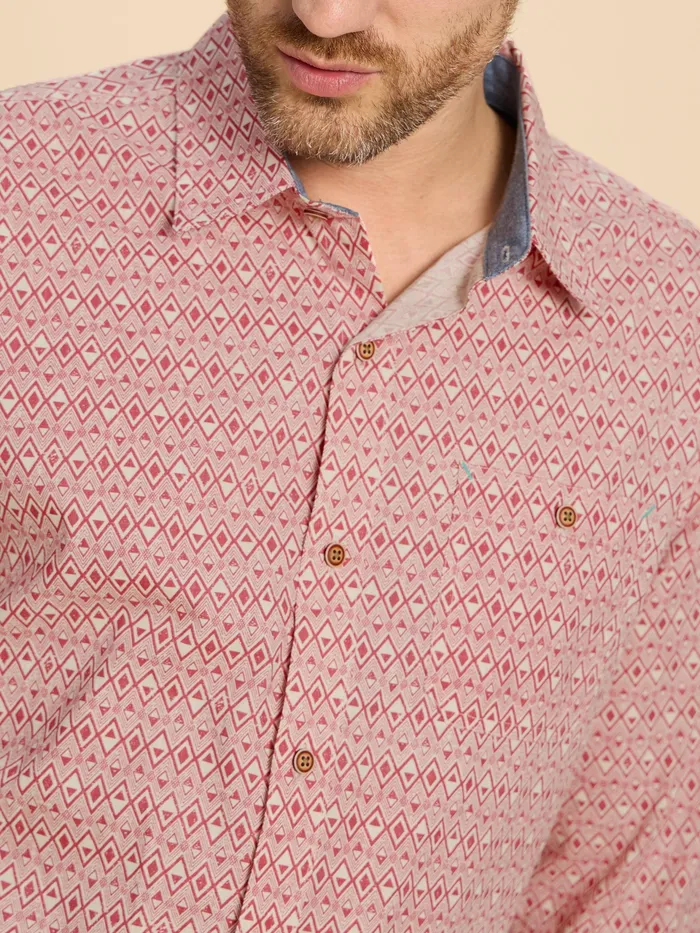 Men White Stuff Clothing Geo Diamond Print LS Shirt Men White Stuff Clothing Geo Diamond Print LS Shirt