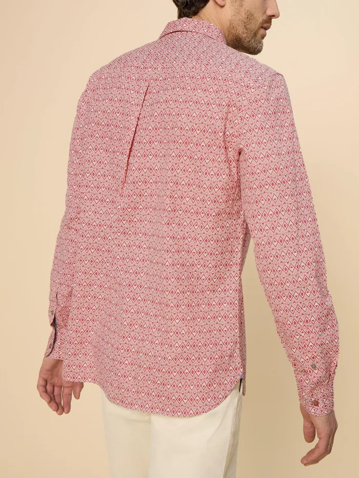 Men White Stuff Clothing Geo Diamond Print LS Shirt Men White Stuff Clothing Geo Diamond Print LS Shirt