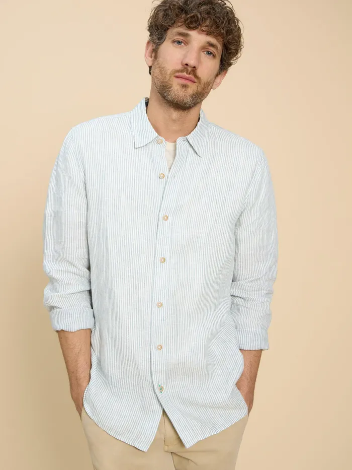 Men White Stuff Clothing Pembroke LS Linen Stripe Shirt