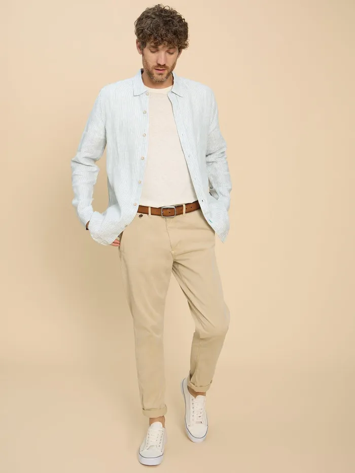 Men White Stuff Clothing Pembroke LS Linen Stripe Shirt Men White Stuff Clothing Pembroke LS Linen Stripe Shirt