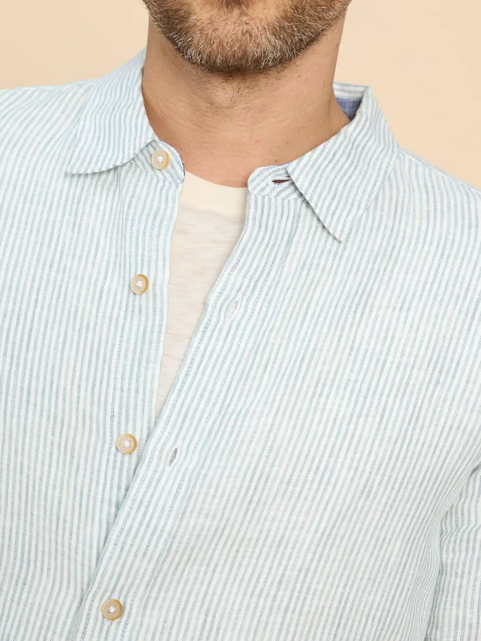 Men White Stuff Clothing Pembroke LS Linen Stripe Shirt Men White Stuff Clothing Pembroke LS Linen Stripe Shirt