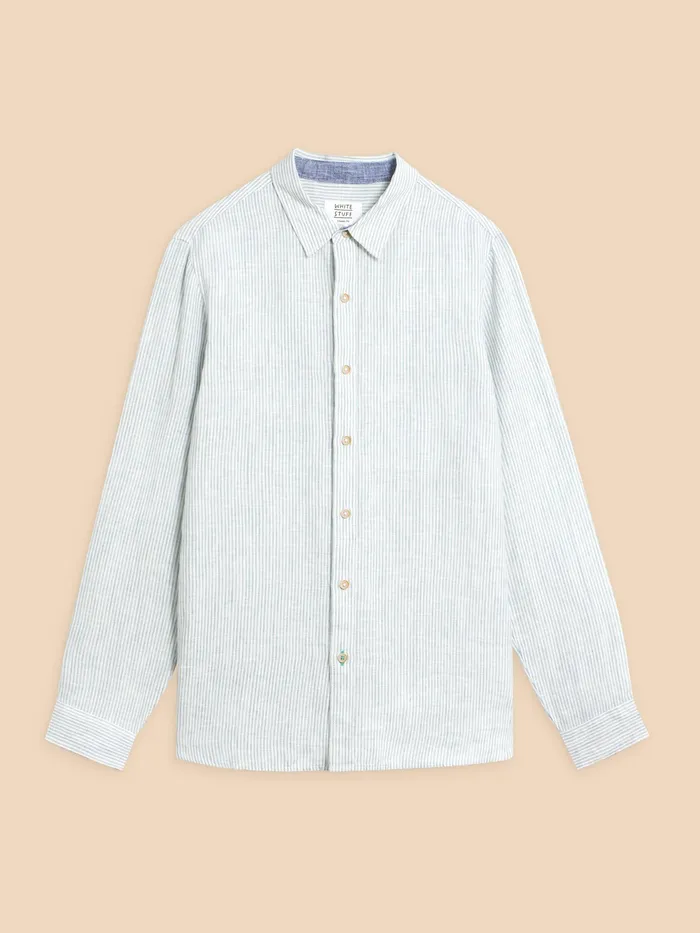 Men White Stuff Clothing Pembroke LS Linen Stripe Shirt Men White Stuff Clothing Pembroke LS Linen Stripe Shirt