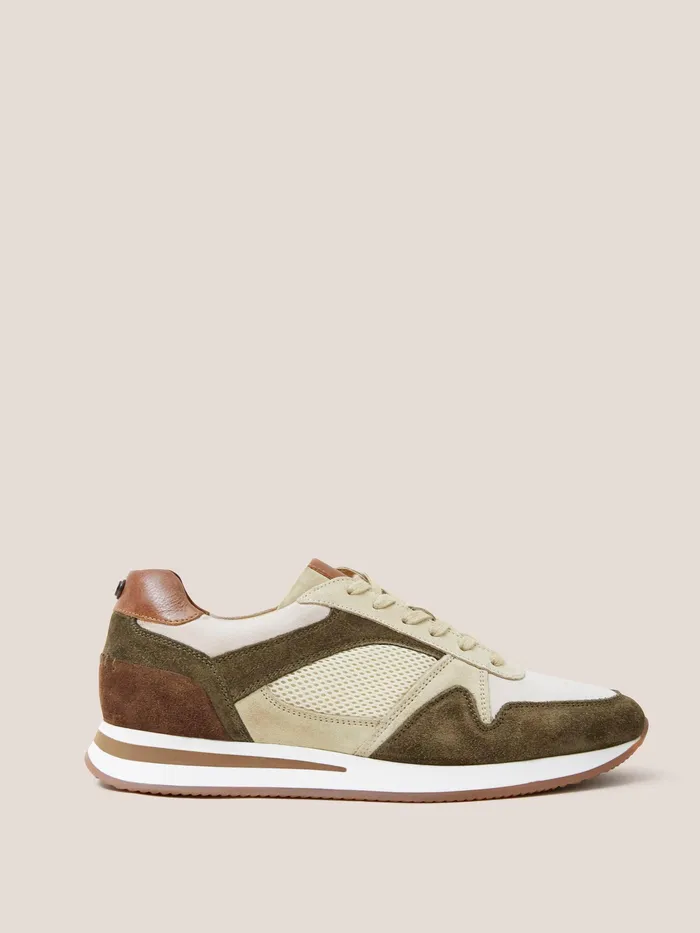 Men White Stuff Footwear Leather Retro Lace Up Trainer