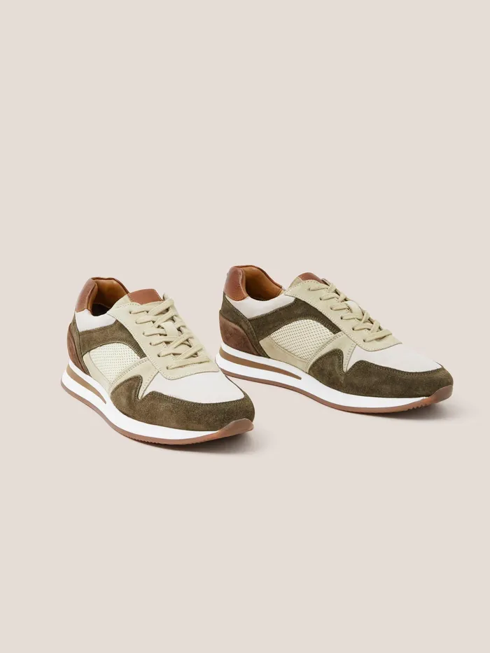 Men White Stuff Footwear Leather Retro Lace Up Trainer