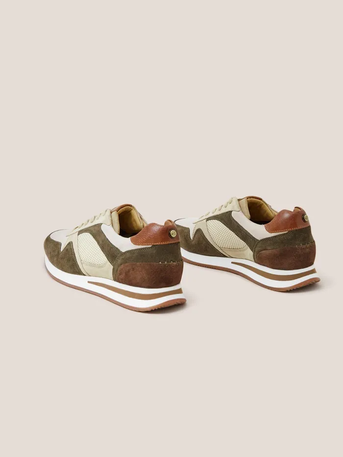 Men White Stuff Footwear Leather Retro Lace Up Trainer