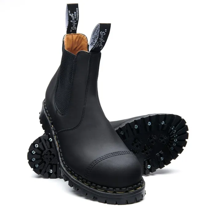 MenWomen Solovair Steel Toe Boots Black Greasy Steel Toe Capped Dealer Boot