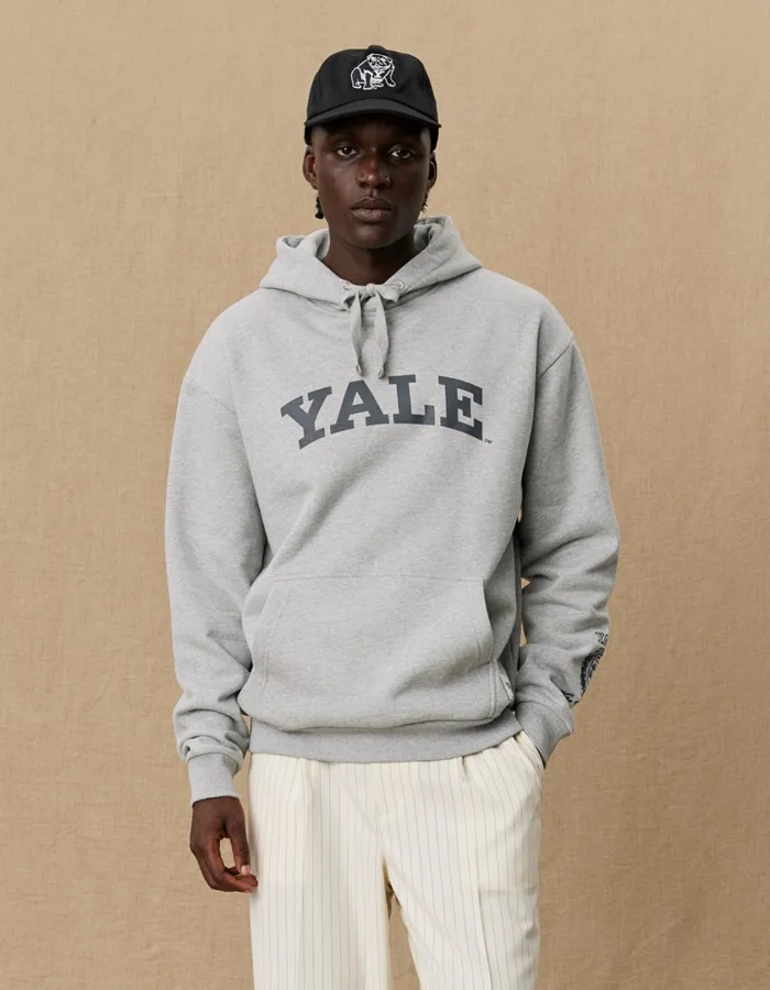Men Yale Logo Hoodie 8211 Light Grey Melange Les Deux HoodiesSweatshirts