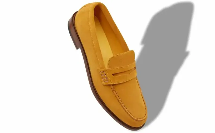 Men Yellow Suede Penny Loafers Manolo Blahnik Loafers
