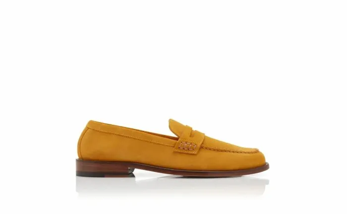 Men Yellow Suede Penny Loafers Manolo Blahnik Loafers