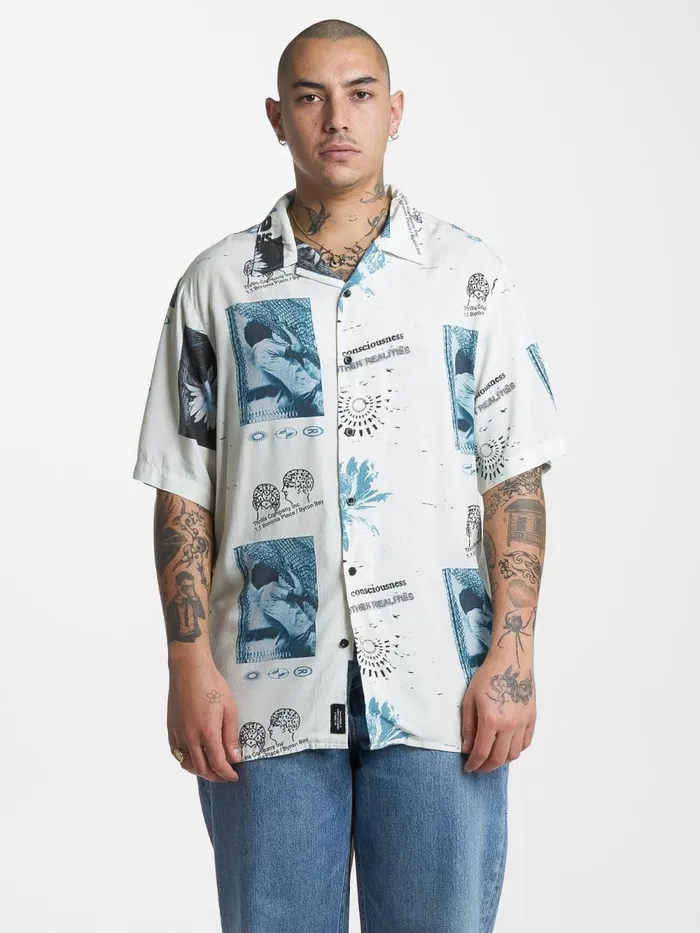 Mens A and H Bowling Shirt Heritage White Thrills Shirts