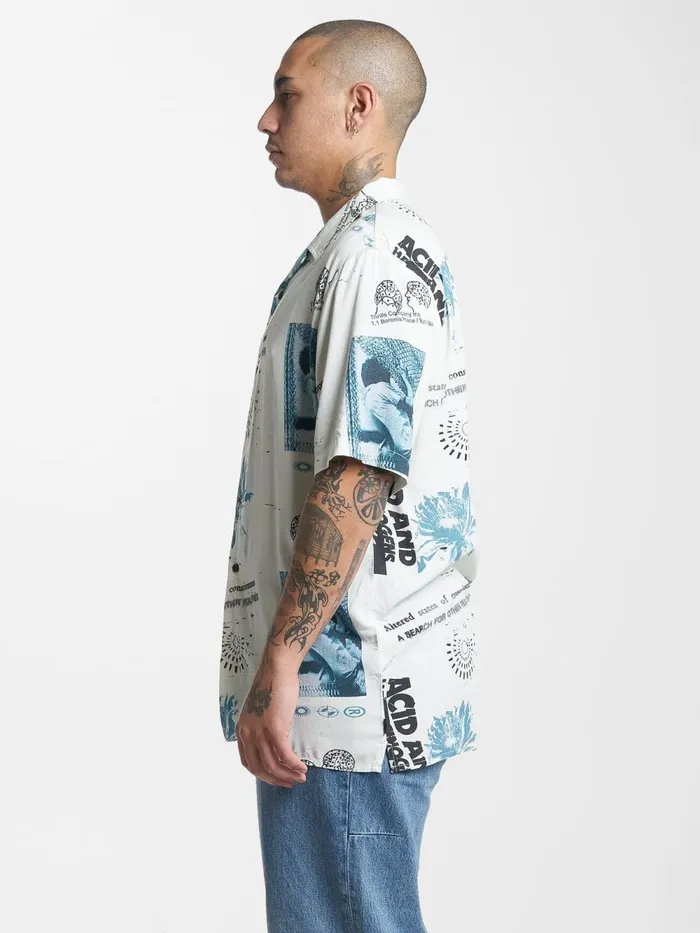 Mens A and H Bowling Shirt Heritage White Thrills Shirts