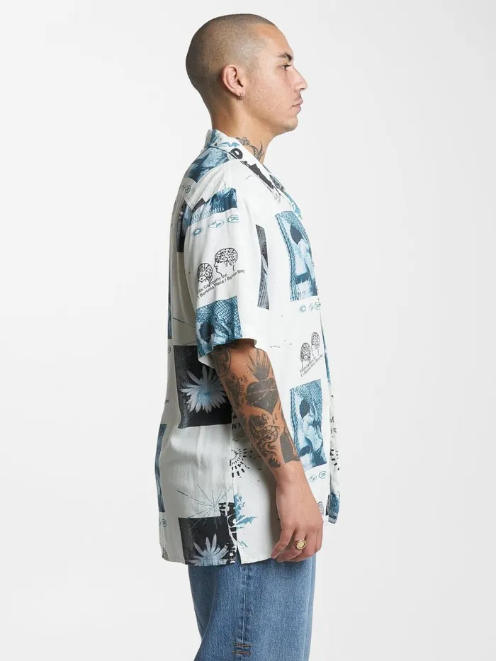 Mens A and H Bowling Shirt Heritage White Thrills Shirts