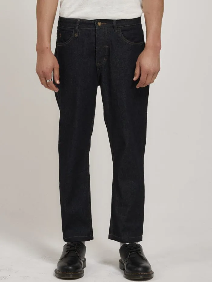 Mens Chopped Denim Jean Raw Indigo Thrills Denim